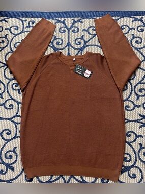 Men's Crewneck Sweater in Rust Brown 100% VISCOSE